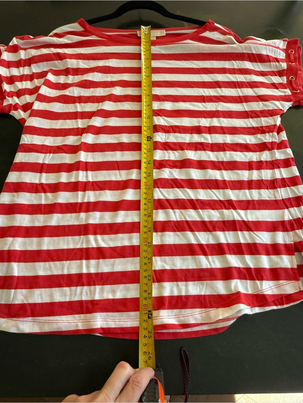 Michael Kors Red/White Striped Short Sleeve Top - Like New - Picture 9 of 11